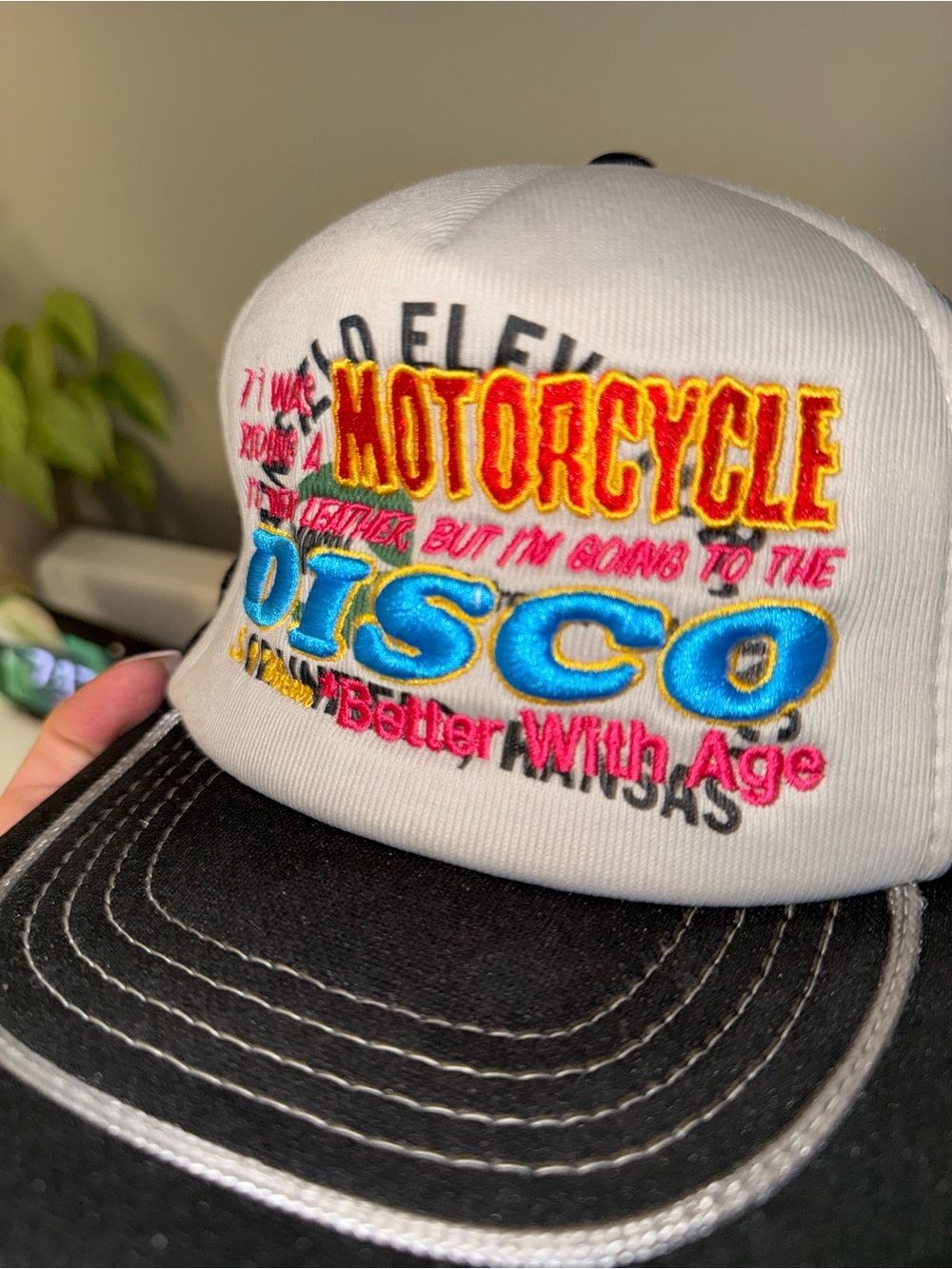Better With Age Moto Disco Motorcycle Kansas Reworked Vintage Trucker Hat BWA